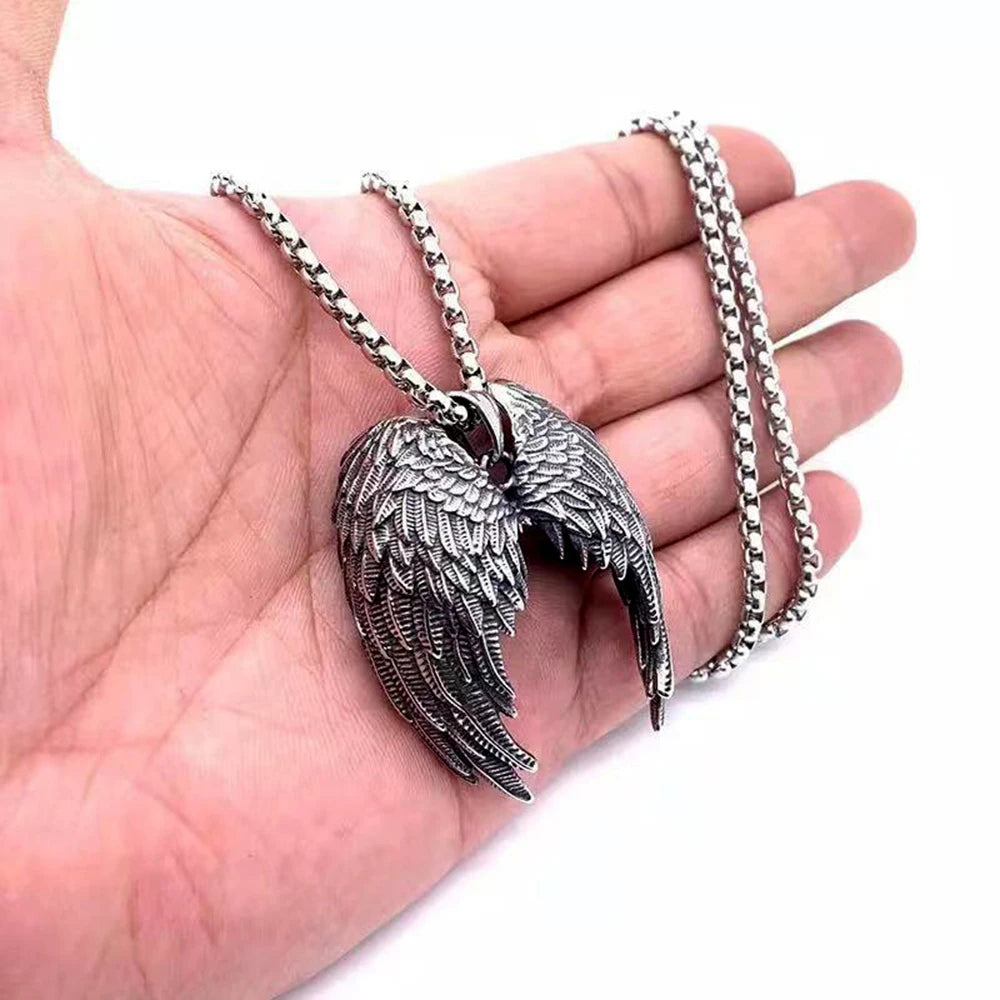 Angel Wing Pendant Necklace – Stainless Steel Punk & Rock Jewelry