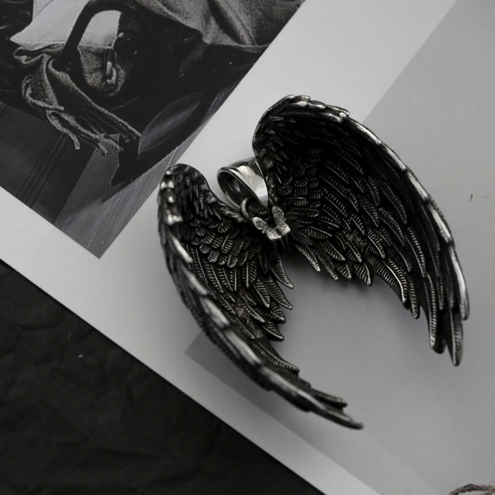 Angel Wing Pendant Necklace – Stainless Steel Punk & Rock Jewelry