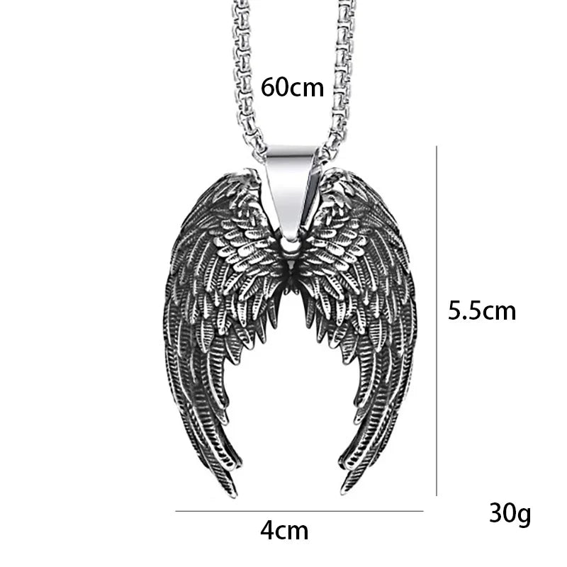 Angel Wing Pendant Necklace – Stainless Steel Punk & Rock Jewelry