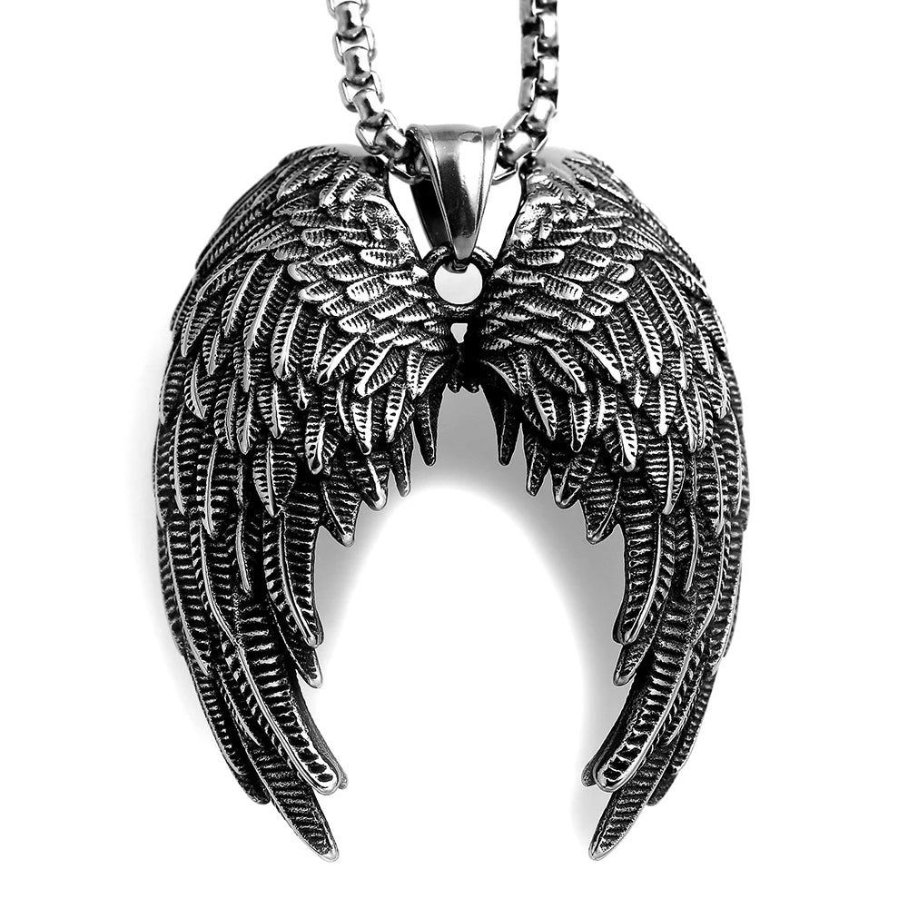 Angel Wing Pendant Necklace – Stainless Steel Punk & Rock Jewelry